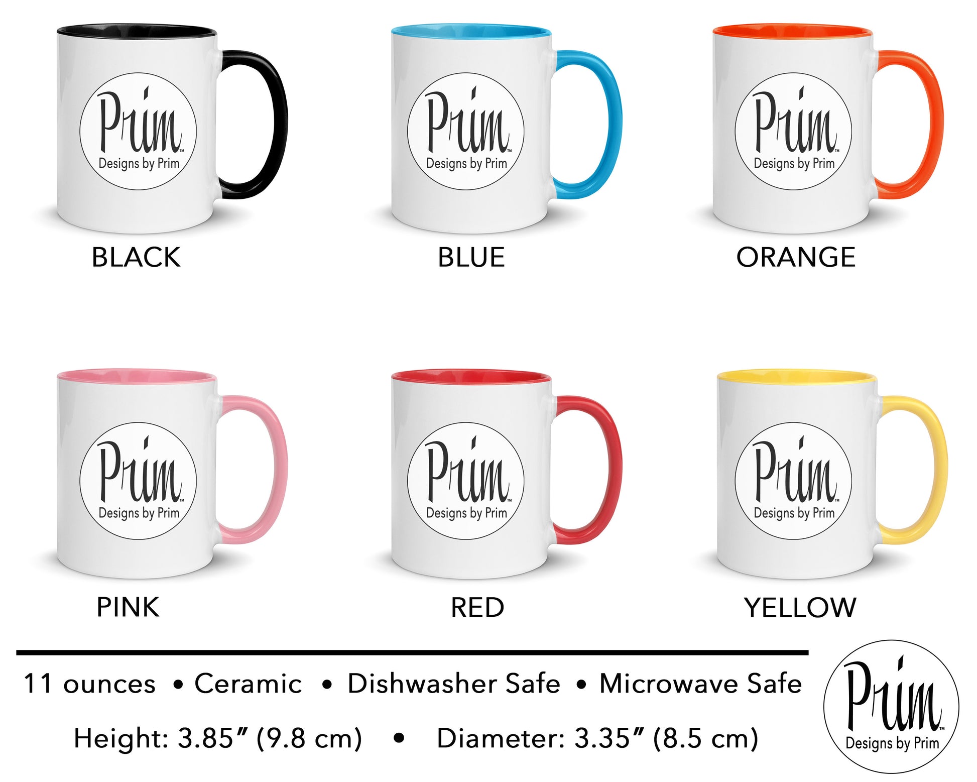 Designs by Prim Custom Ceramic Mugs Color Chart