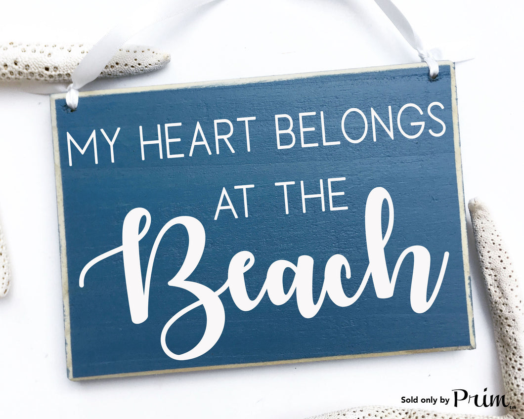 My Heart Belongs To The Beach Custom Wood Coastal Sign Sand Salt Life Seashell Ocean Flip Flops Bikini Beach Ball Summer Time Plaque 