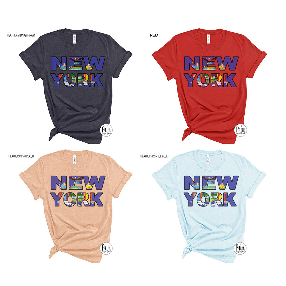 Designs by Prim New York Flag Unisex Soft Shirt | NY Flag State NYC Strong Proud New Yorker The Empire State Big Apple Graphic Tee Top