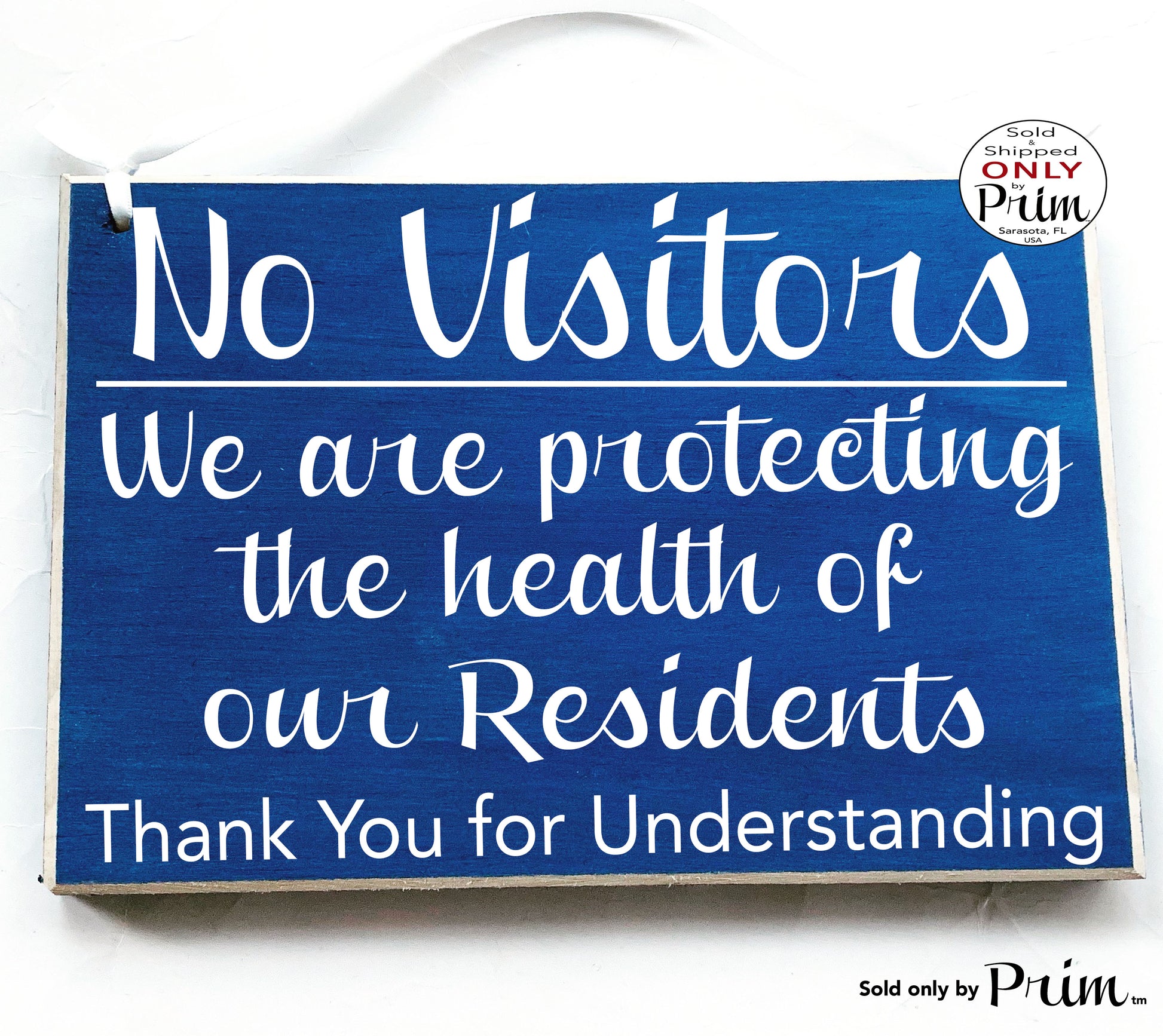 10x8 No Visitors Protecting Residents Custom Wood Sign | Flu Nursing Home Assisted Living Elderly Care Medical Health Quarantine Door Plaque