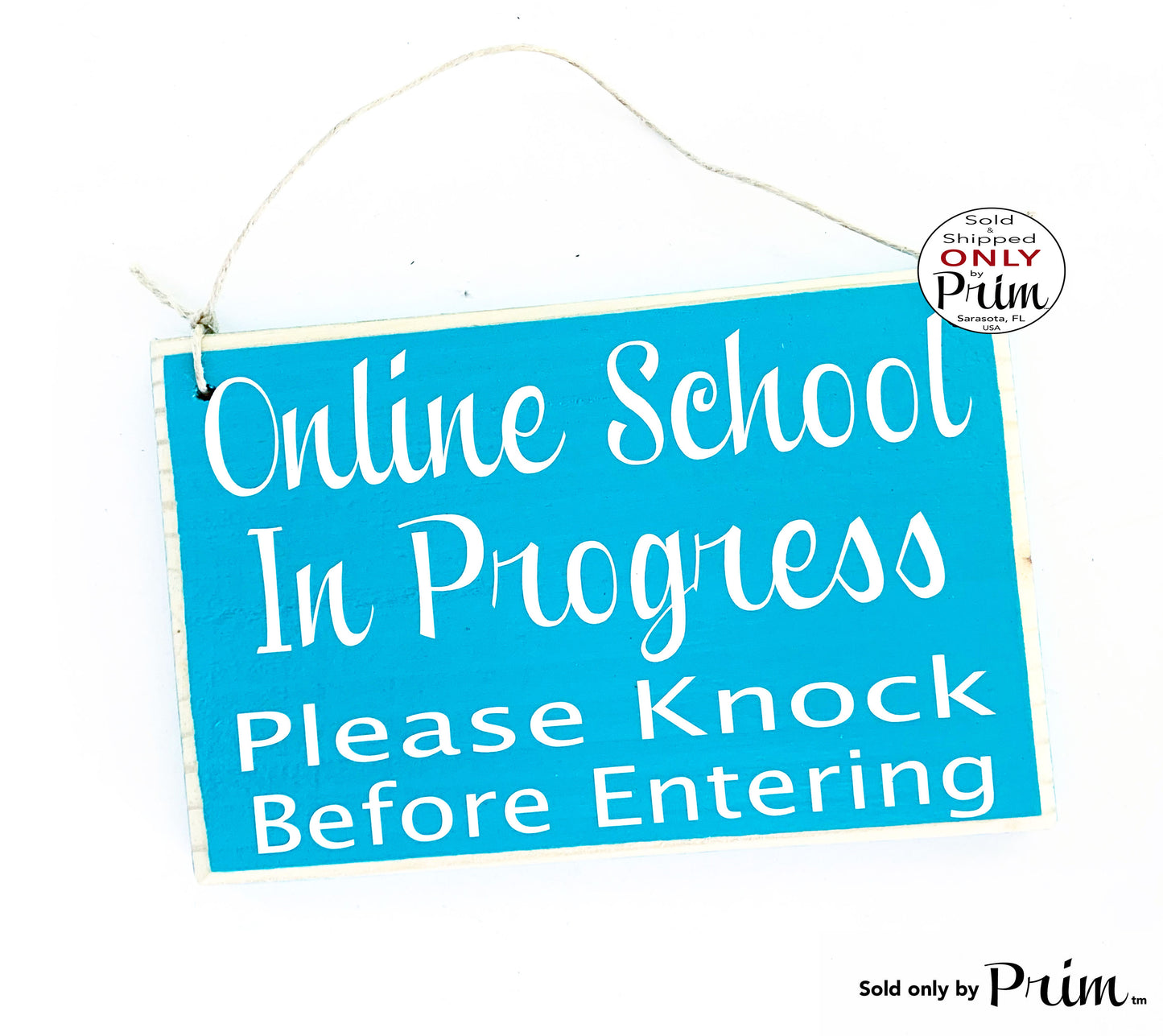 8x6 Online School In Progress Please Knock Before Entering Custom Wood Sign Home Schooling Do Not Disturb Students Testing Quiet Door Plaque Designs by Prim