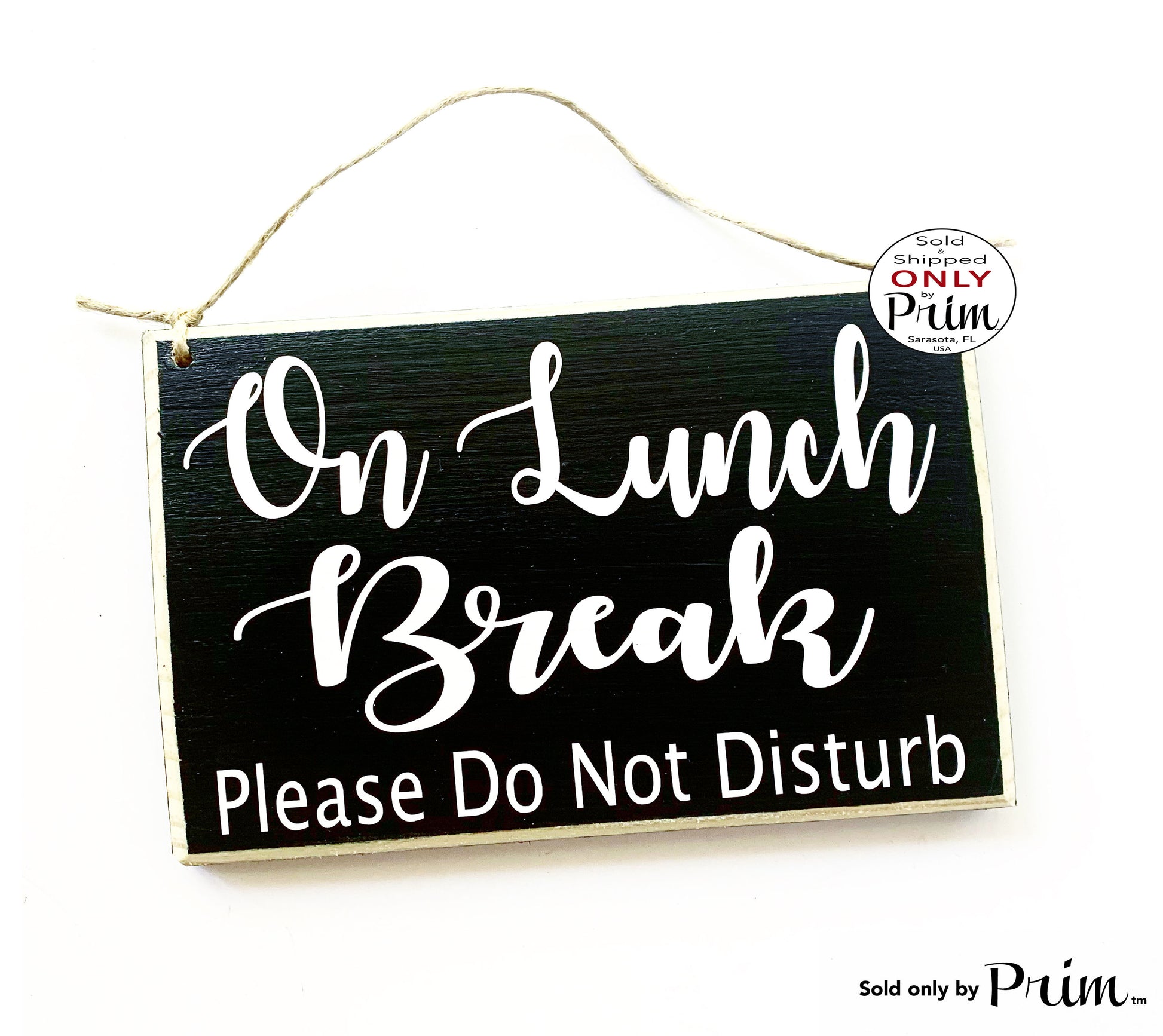 8x6 On Lunch Break Please Do Not Disturb Custom Wood Sign | Office Cubicle Work Busy Be Back Soon Business Door Plaque Designs by Prim