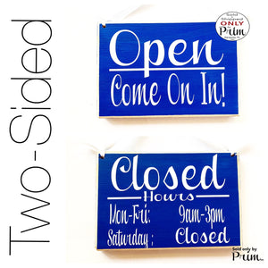 8x6 Two-Sided Open Closed with Business Hours Custom Wood Sign Office Hours of Operation Store 