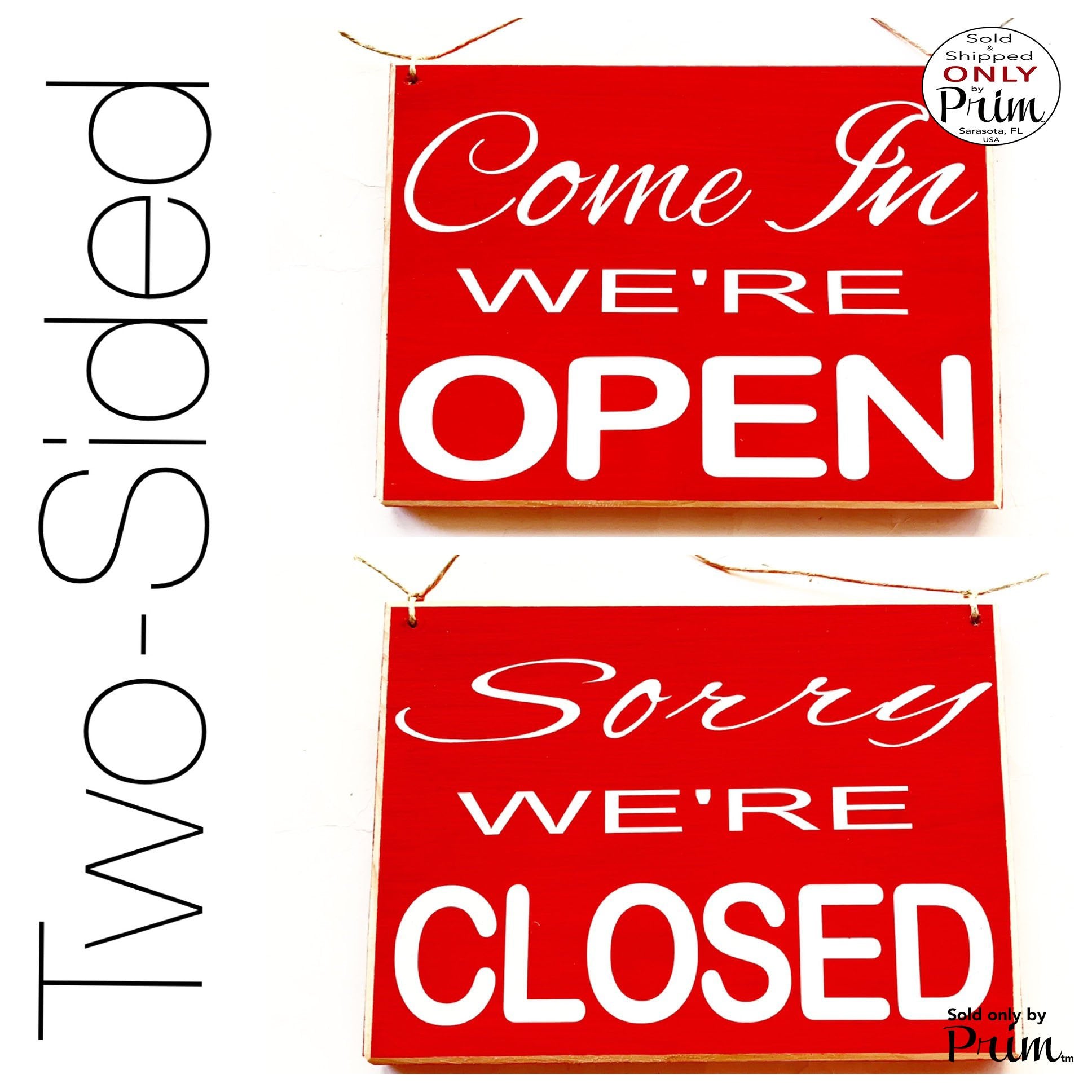 10x8 Come on in We're OPEN / Sorry We're CLOSED Custom Wood Sign Office Business Spa Salon Boutique Store Corporate Door Welcome Plaque
