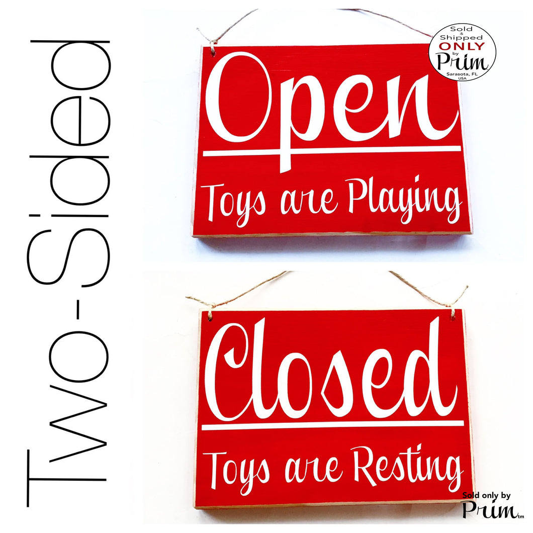 8x6 Open Closed Toys are Playing Resting Custom Wood Sign | Children Kids Play Room Daycare Time Out Playground Story Fun Door Plaque