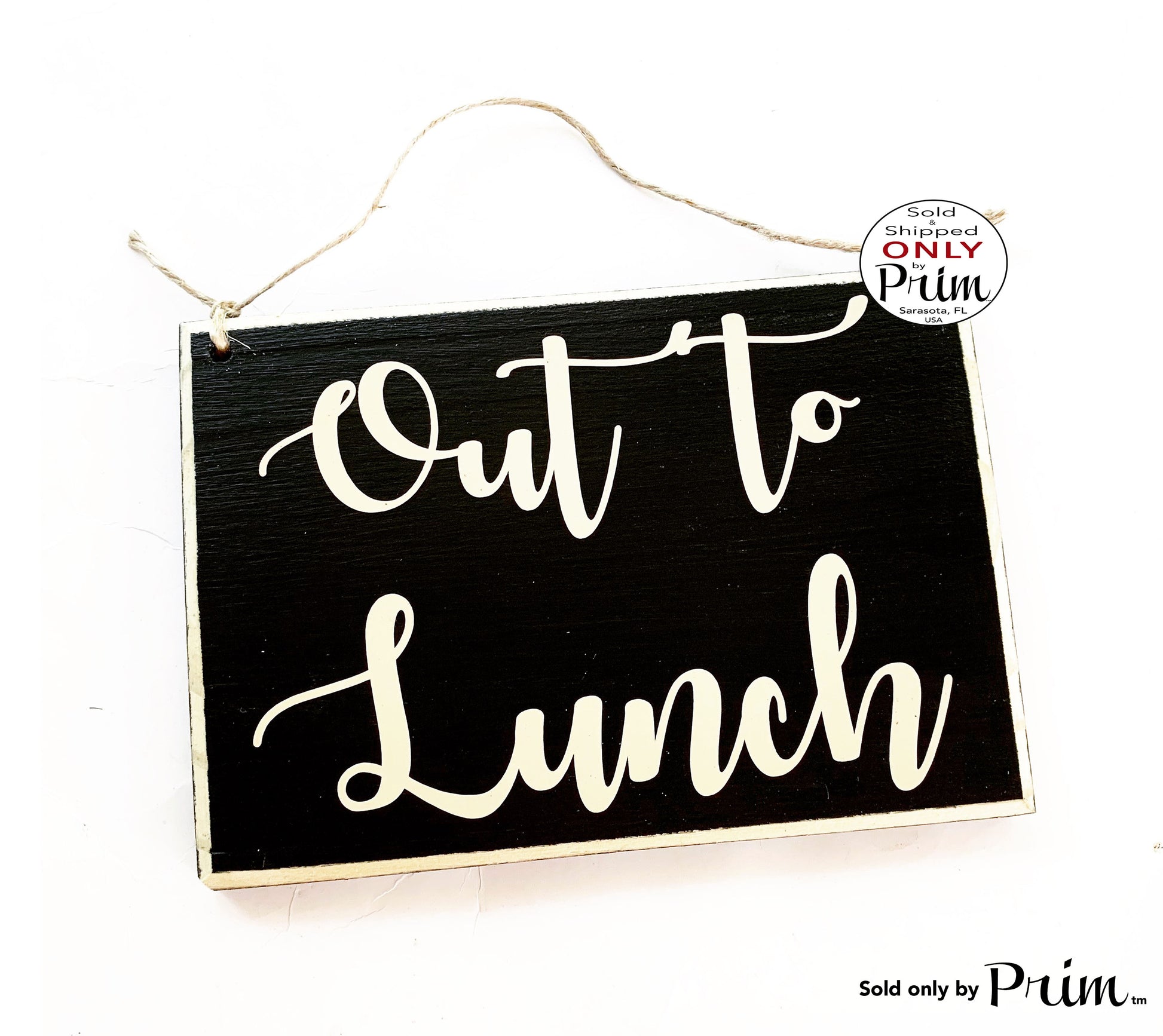 8x6 Out to Lunch Custom Wood Sign | Workplace Break Room Food Kitchen Business Office Cubicle Work Busy Be Back Shortly Door Plaque