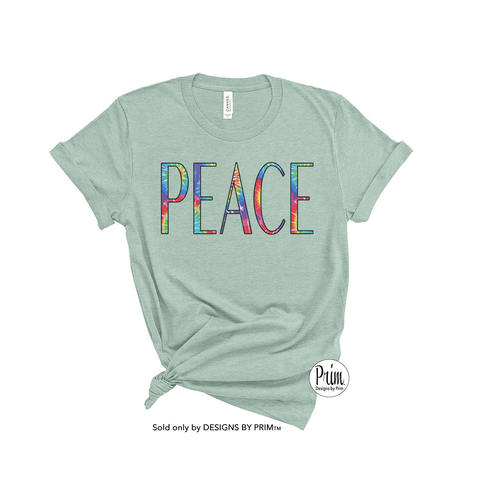 Designs by Prim Peace Tie Dye Soft Unisex T-Shirt | Groovy Good Vibes Be Happy Smile Positive Vibes Good Day Hippie Love Harmony Hippie Boho Graphic Tee Top