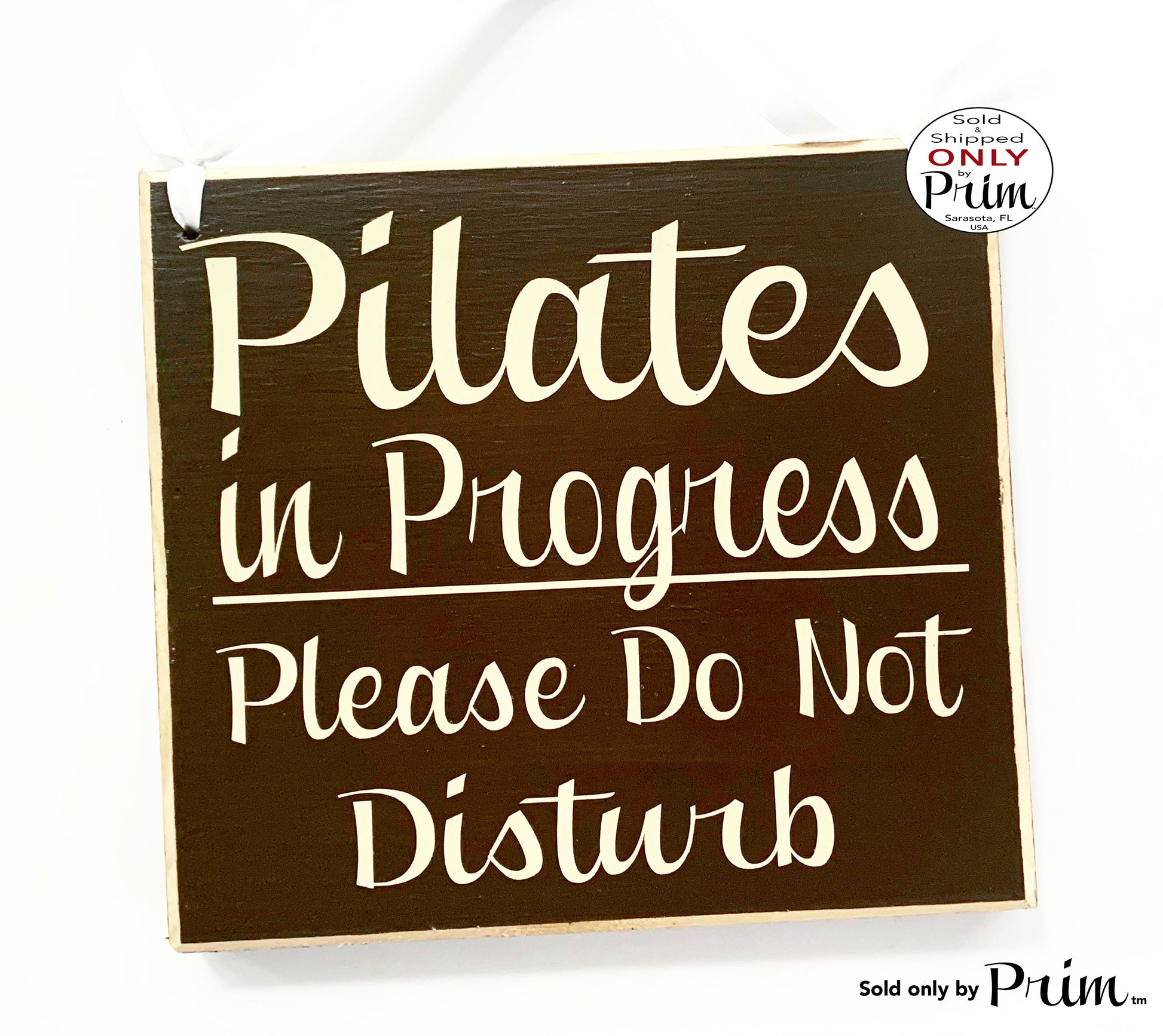 8x8 Pilates In Progress Please Do Not Disturb Custom Wood Sign Namaste Om Relaxation Spa Custom Yoga Meditation Workout Do Not Enter Plaque Designs by Prim