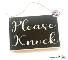 Load image into Gallery viewer, 8x6 Please Knock Custom Wood Sign Soft Voices In Session In Progress Shhh Baby Sleeping Do Not Disturb Private Welcome Wall Door Plaque
