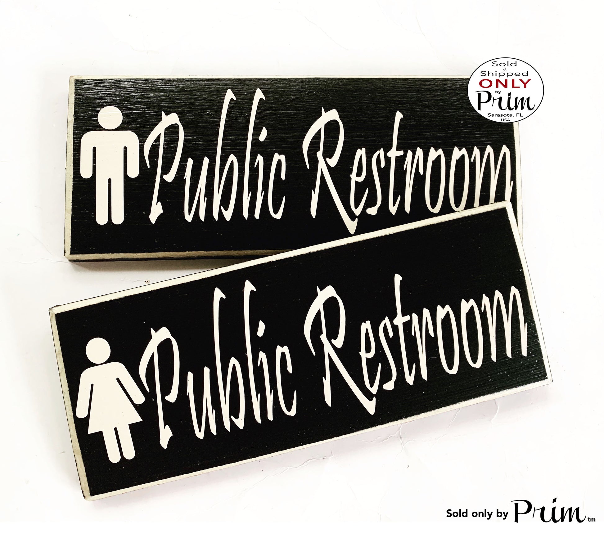 10x4 Public Restroom Symbol Custom Wood Signs His Hers Bathroom Restroom Bath Business Set of 2 Loo WC Bathroom Door Plaque Ladies Gentlemen