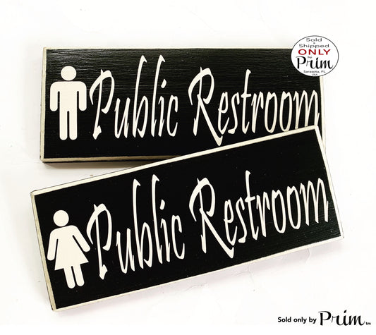 10x4 Public Restroom Symbol Custom Wood Signs His Hers Bathroom Restroom Bath Business Set of 2 Loo WC Bathroom Door Plaque Ladies Gentlemen