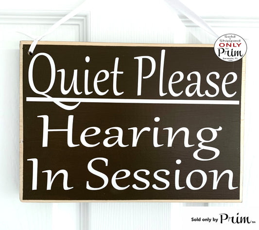 Designs by Prim 10x8 Quiet Please Deposition In Session Custom Wood Sign | Mediation Court Progress Meeting In Progress Business Corporate Mediating Plaque