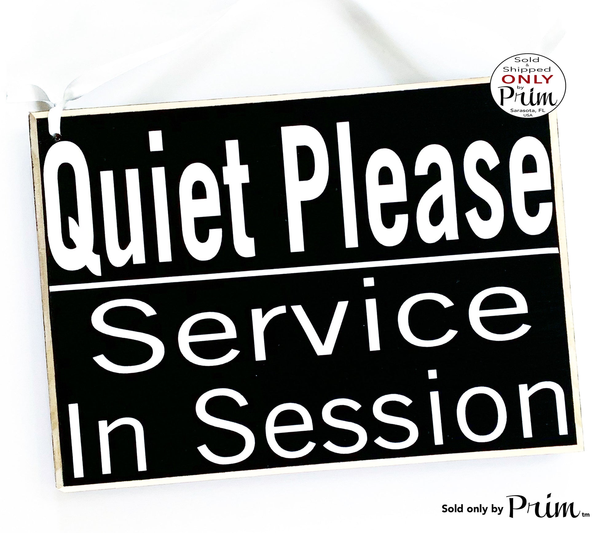 10x8 Quiet Please Service In Session Custom Wood Sign | Do Not Disturb Meeting Shhh Soft Voices Massage Spa Service Relaxation Door Plaque Designs by Prim