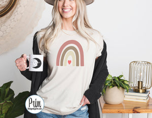 Boho Rainbow Soft Unisex T-Shirt | Hippie Life Mom Women Inspirational Positive Kindness Quote Love Heart Rainbow Graphic Top  copy