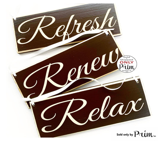 10x4 Relax Refresh Renew Custom Wood Signs 3 Sign Bundle Spa Relaxation Lounge Tranquility Massage Office Salon Quiet Voices Shhh Plaques Designs by Prim
