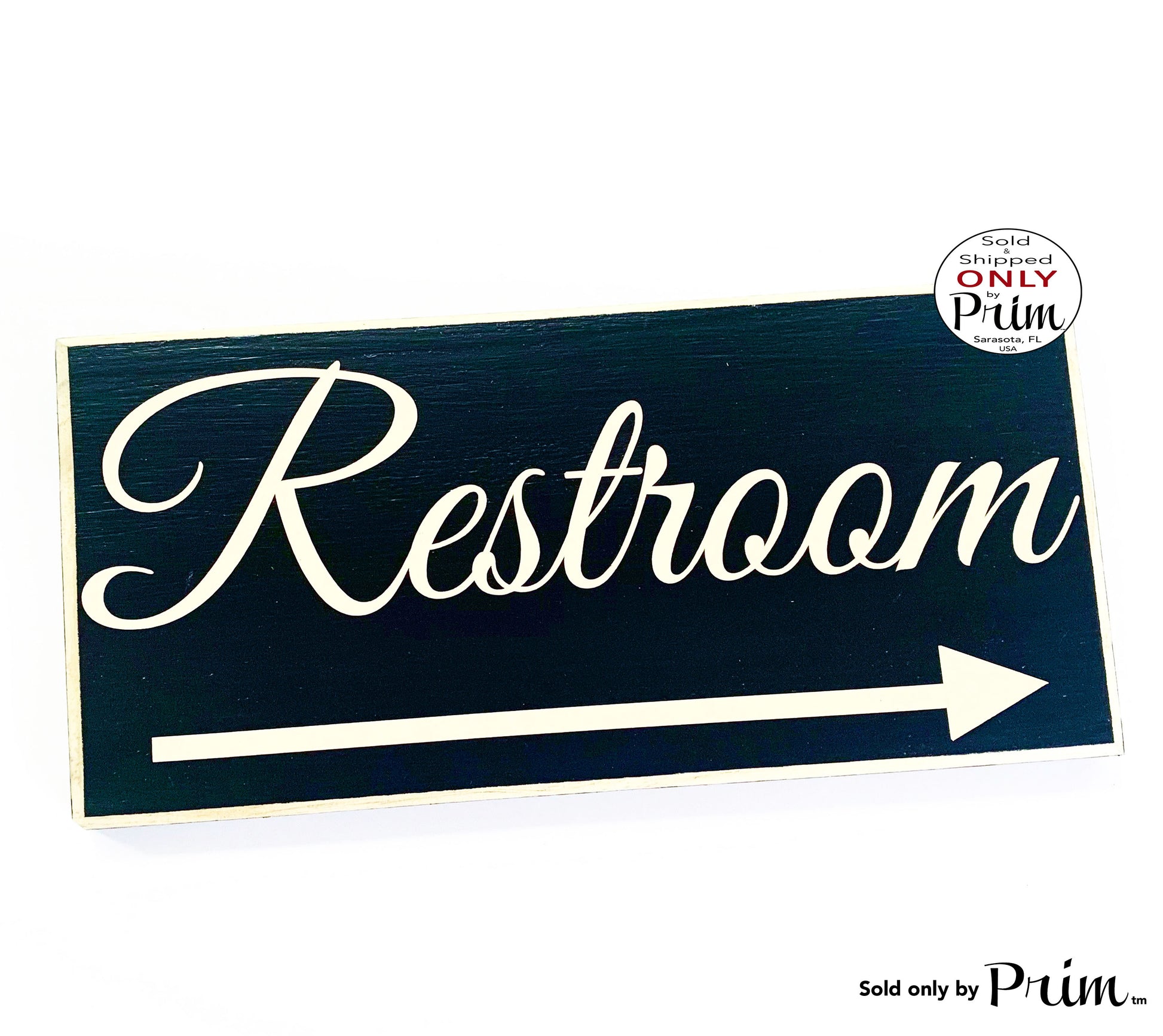 12x6 RESTROOM with Arrow Custom Wood Sign Directional Bathroom Office Salon Spa Bath Loo Wall Door Plaque