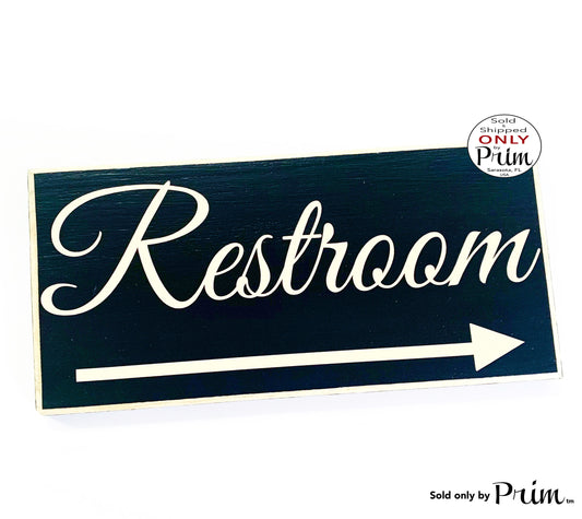 12x6 RESTROOM with Arrow Custom Wood Sign Directional Bathroom Office Salon Spa Bath Loo Wall Door Plaque