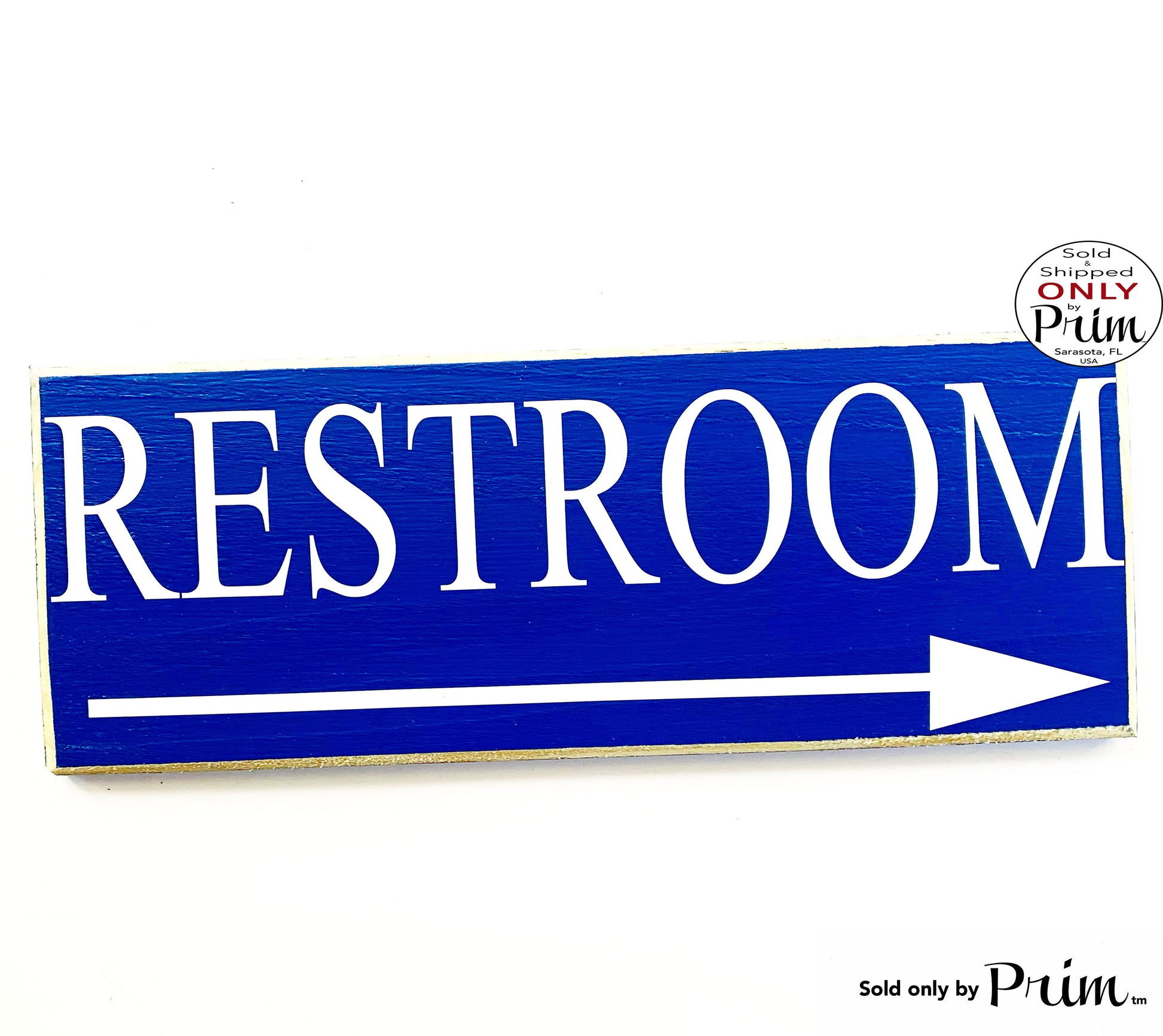 14x6 RESTROOM with Arrow Custom Wood Sign Directional Bathroom Office Salon Spa Bath Loo Wall Door Plaque Designs by Prim