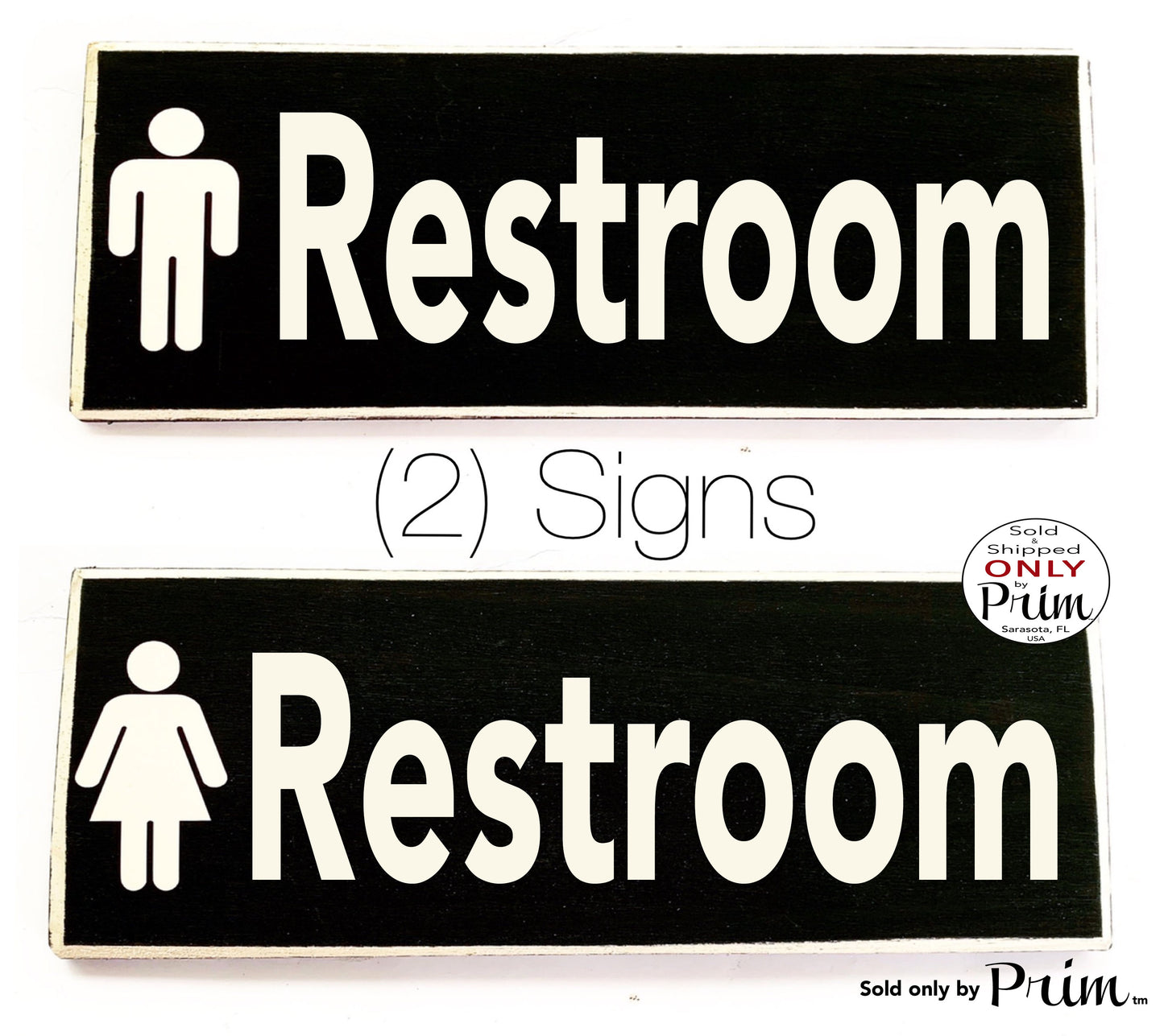 10x4 Restroom Symbol Custom Wood Signs His Hers Bathroom Restroom Bath Business (Set of 2) Loo WC Bathroom Door Plaque Ladies Gentlemen 