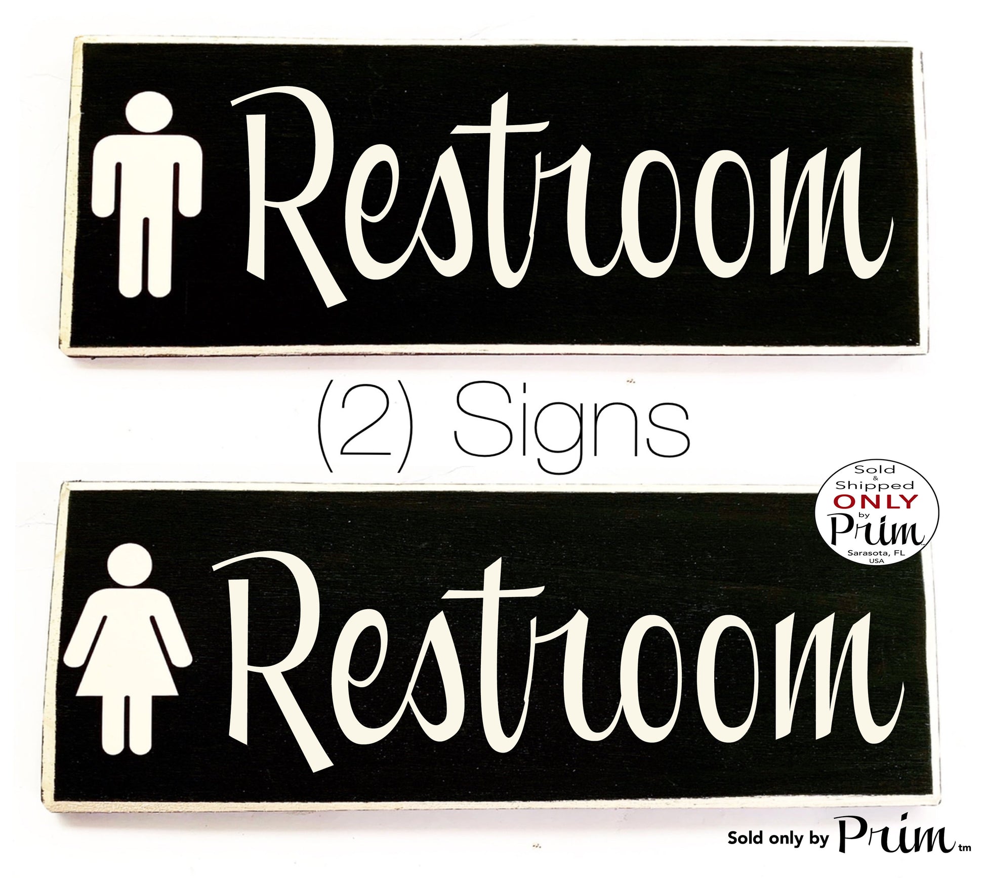 10x4 Restroom Symbol Custom Wood Signs His Hers Bathroom Restroom Bath Business (Set of 2) Loo WC Bathroom Door Plaque Ladies Gentlemen