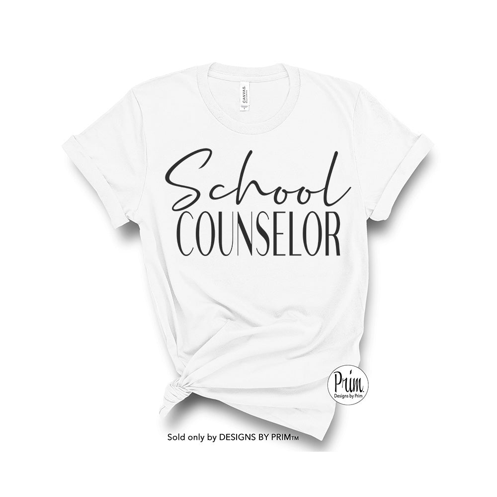 Designs by Prim School Counselor Soft Unisex T-Shirt | Therapist Coach Fitness Instructor Mental Health Guidance Training Positive Vibes Educator Top