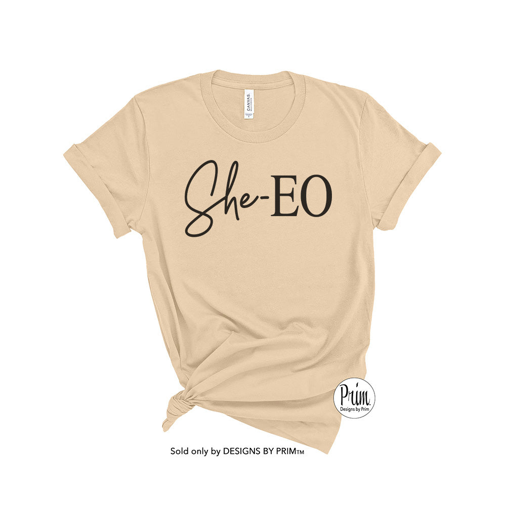 Designs by Prim She-EO Soft Unisex T-Shirt | Entrepren HER CEO Hustle Entrepreneur Girl Boss Babe Hustler Work Hard Motivational Graphic Screen Print Top