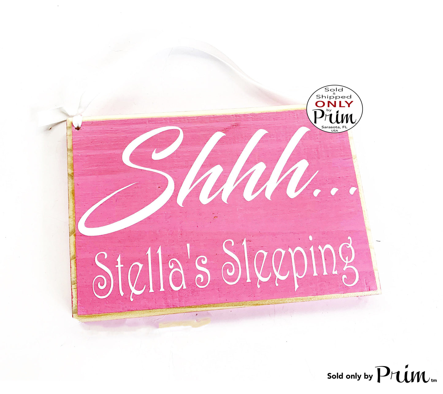 8x6 Shhh Baby Sleeping Custom Name Wood Sign, Nursery Baby Shower Gift, Birth Announcement,  Personalized Quiet Please Shhh Door Plaque