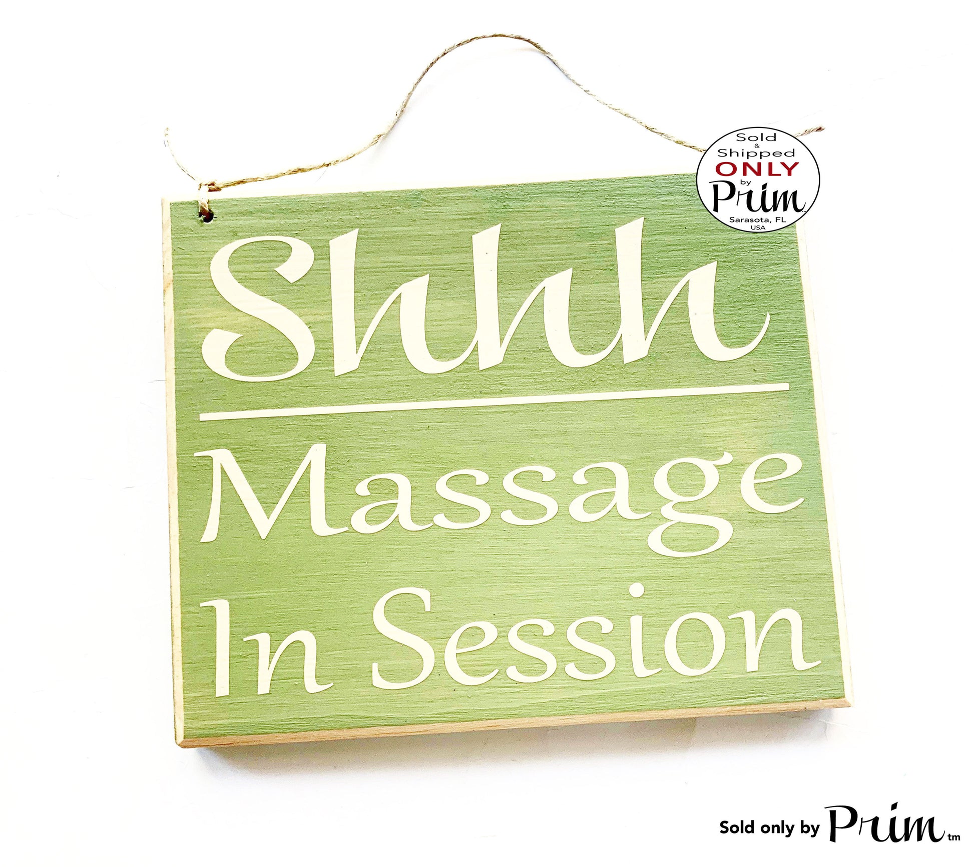 8x8 SHHH Massage In Session Custom Wood Sign | Salon Spa Office Do Not Disturb Quiet Please Soft Voices Treatment Room Door Plaque