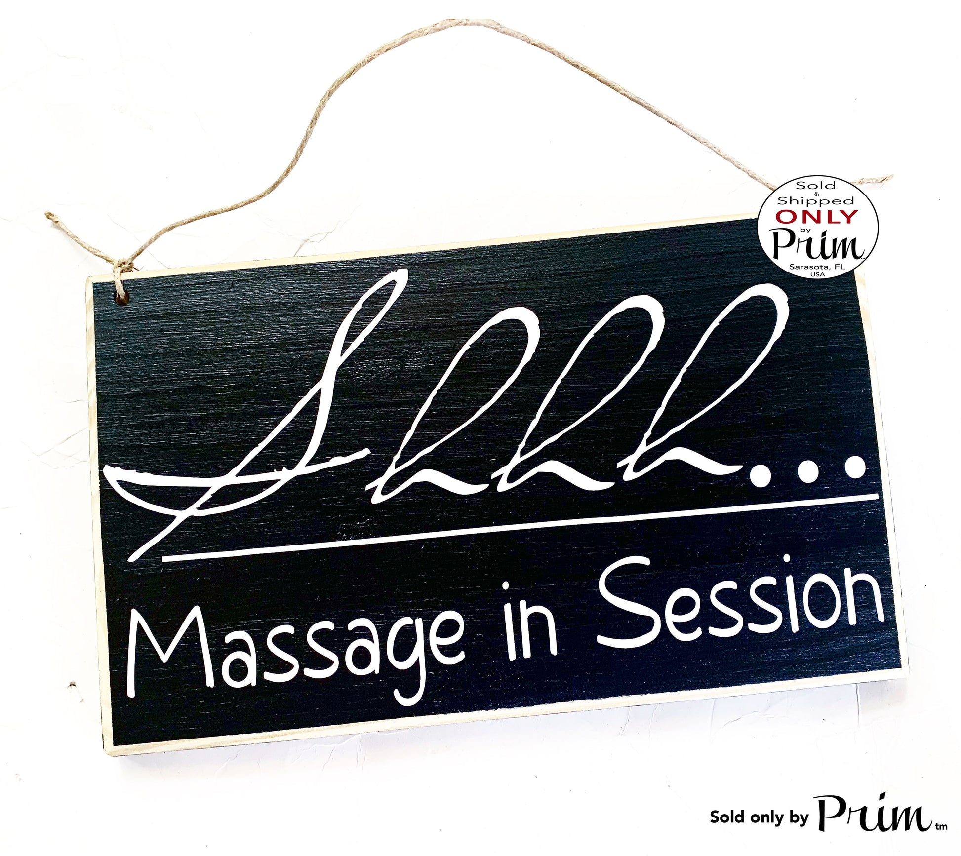 10x6 Shhh Massage In Session Custom Wood Sign | Please Do Not Disturb Soft Voices Quiet Spa Salon In Progress Relaxation Door Wall Plaque Designs by Prim