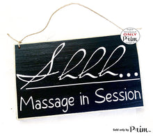 Load image into Gallery viewer, 10x6 Shhh Massage In Session Custom Wood Sign | Please Do Not Disturb Soft Voices Quiet Spa Salon In Progress Relaxation Door Wall Plaque Designs by Prim