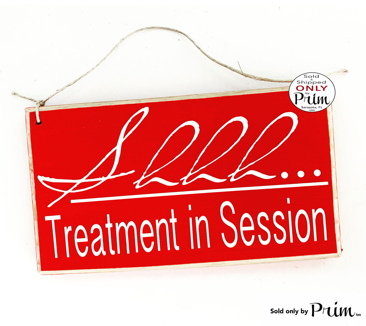 10x6 Shhh Treatment In Session Custom Wood Sign | Please Do Not Disturb Soft Voices Quiet Spa Salon Progress Relaxation Door Wall Plaque Designs by Prim