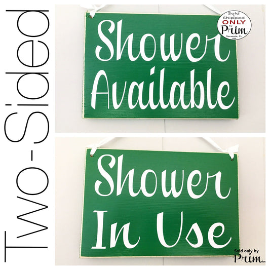 8x6 Shower Available Shower In Use (Choose Color) Custom Wood Sign Clinic Spa Salon Gym Fitness Center Studio Welcome Two Sided Door Plaque