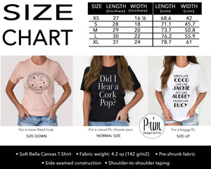 Designs by Prim Graphic T-Shirts Size Chart