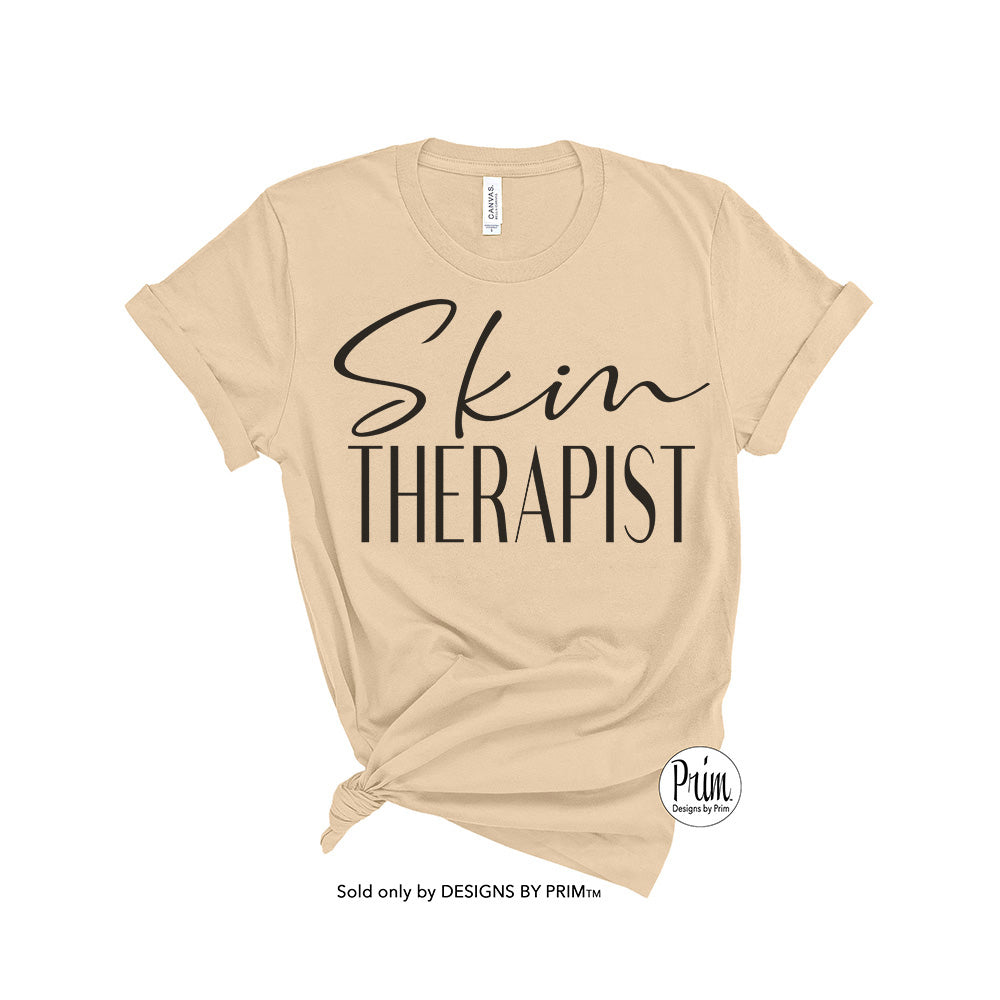 Designs by Prim Skin Therapist Soft Unisex T-Shirt | Make Up Facial Aesthetician Lashing Microneedling Glam Team Cosmetology Graphic Tee Top