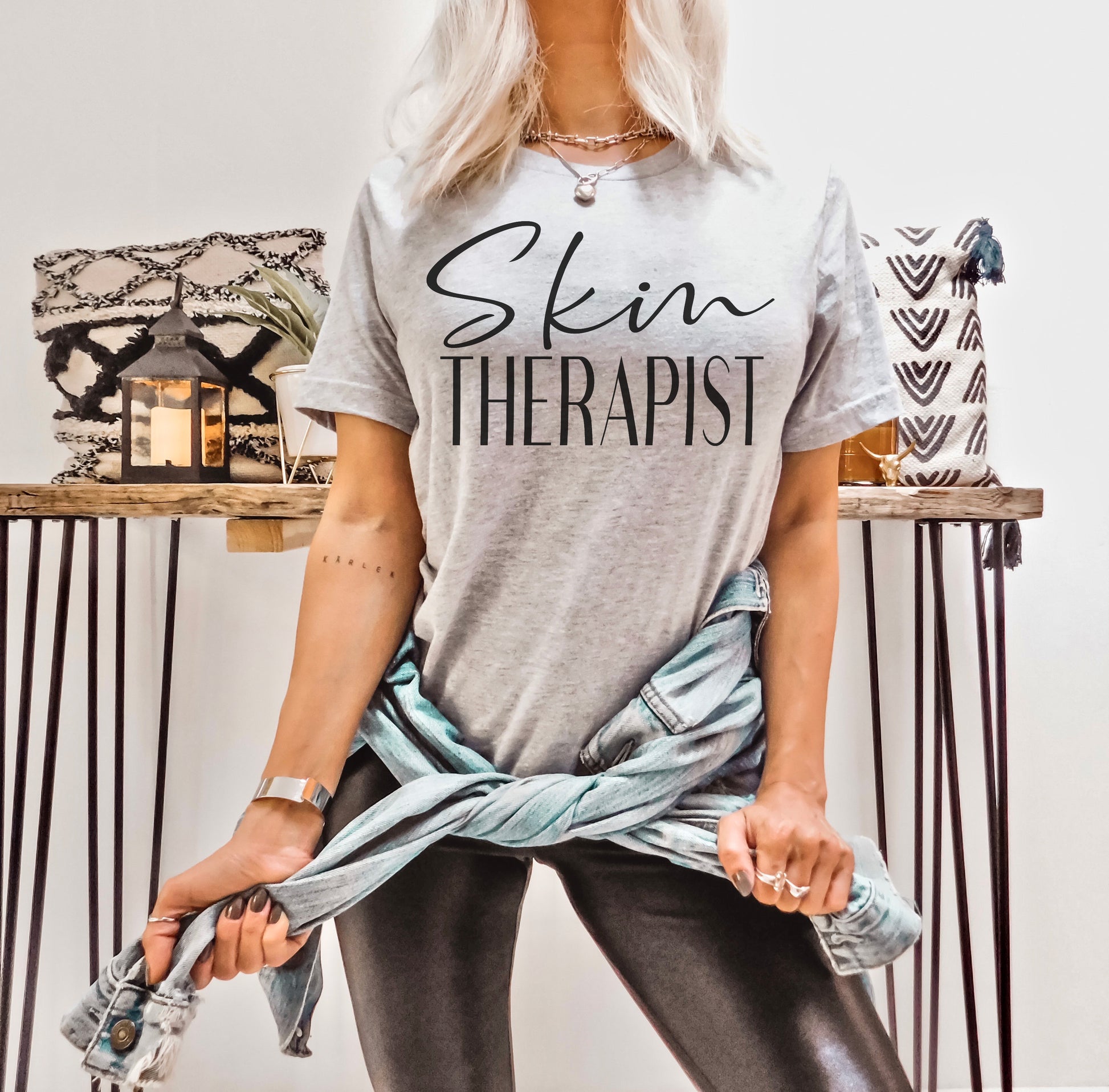 Designs by Prim Skin Therapist Soft Unisex T-Shirt | Make Up Facial Aesthetician Lashing Microneedling Glam Team Cosmetology Graphic Tee Top