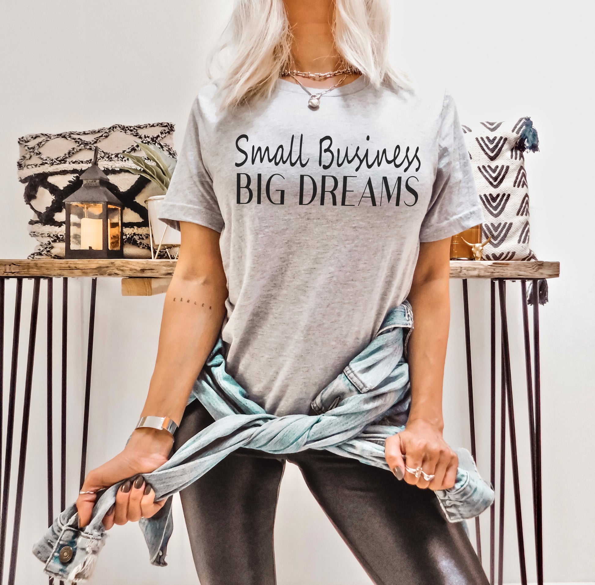 Designs by Prim Small Business Big Dreams Soft Unisex T-Shirt | Building Empire She-EO Hustle Entrepreneur Babes Supporting Owner Self Made Paid Hustler Top