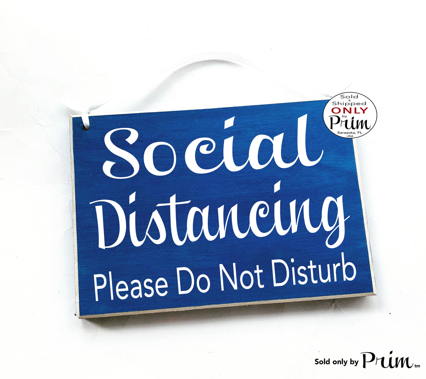 8x6 Social Distancing Please Do Not Disturb Custom Wood Sign | Flu Quarantine Zone Please Do Not Enter Sick Patient No Visitors Door Plaque