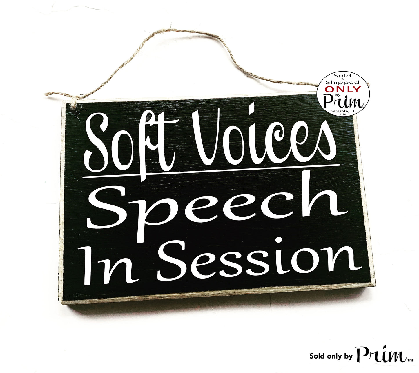 8x6 Shhh Speech In Session Custom Wood Sign | Therapy Treatment Room Pathologist Language Communication Disorder Improvement Door Plaque