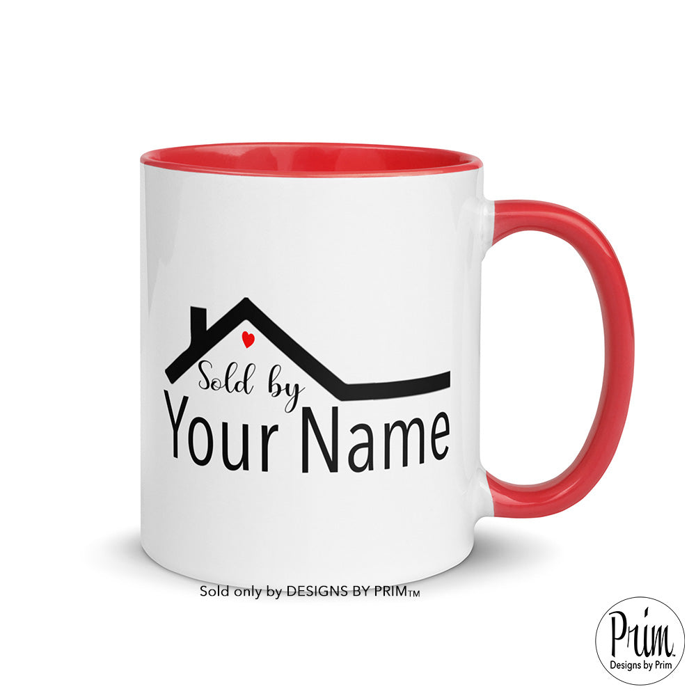 Designs by Prim Personalized Sold By Name Realtor 11 Ounce Ceramic Mug | Real Estate Closing Day Seller Sold By Buy Homes Gift Ideas Coffee Tea Cup