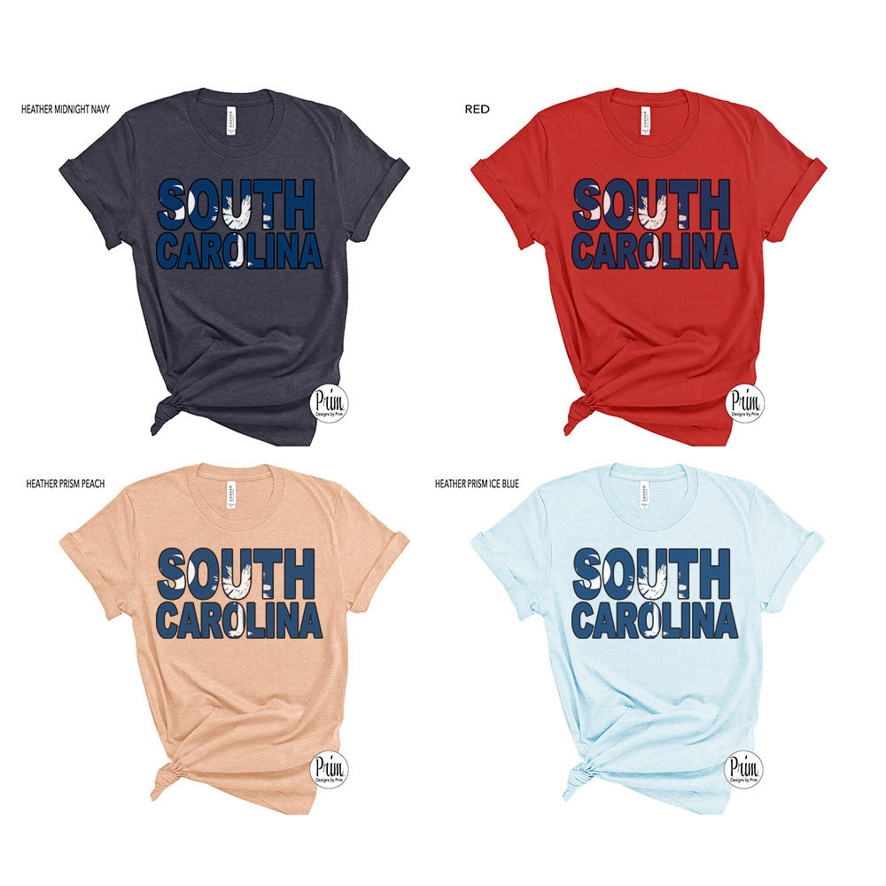 Designs by Prim South Carolina  Flag Unisex Soft Shirt | SC Flag State The Palmetto State Lodine State Charleston Graphic Tee Top