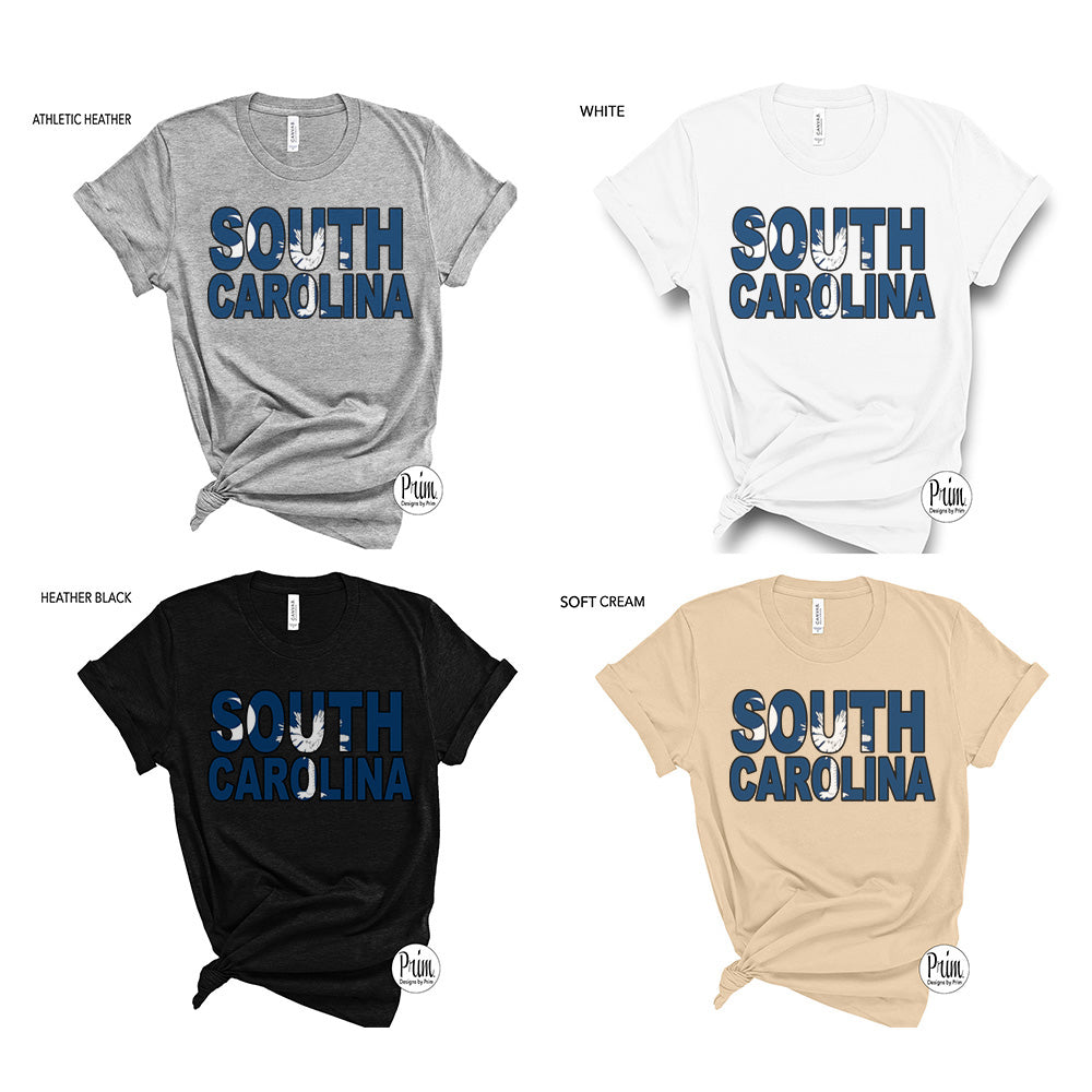 Designs by Prim South Carolina  Flag Unisex Soft Shirt | SC Flag State The Palmetto State Lodine State Charleston Graphic Tee Top
