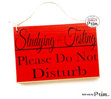 Load image into Gallery viewer, 8x6 Studying &amp; Testing Please Do Not Disturb Custom Wood Sign Teacher School Progress Students Class In Session Silence Quiet Door Plaque Designs by Prim