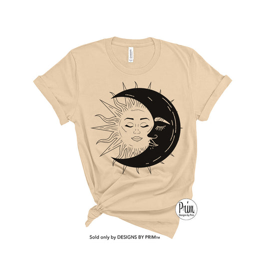 Designs by Prim Sun and Moon Boho Unisex Soft Unisex T-Shirt | Constellation Zodiac Astrology Horoscope Graphic Tee