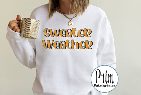 Designs by Prim Sweater Weather Soft Unisex Crew Neck Sweatshirt | Pumpkin Spice Latte Season It&#39;s Fall Y&#39;all Happy Fall Shirt Fall Weather Top Fall time