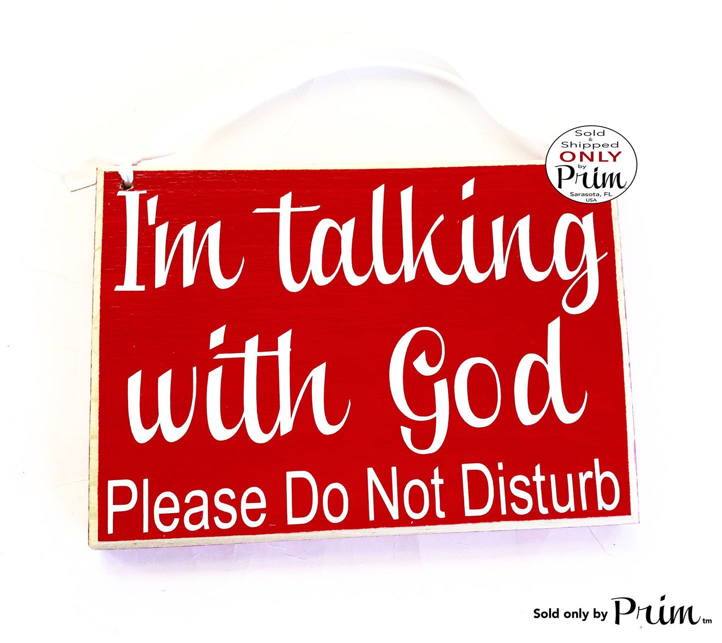 8x6 I'm talking with God Custom Wood Sign | Quiet Please Prayer In Session Religious Progress Please Do Not Disturb Wall Door Plaque