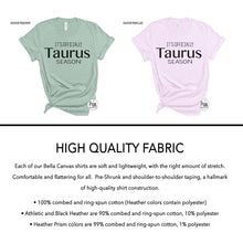 Load image into Gallery viewer, Designs by Prim It&#39;s Officially Taurus Season Soft Unisex T-Shirt | Constellation Zodiac Astrology Horoscope Birthday Gift Graphic Tee