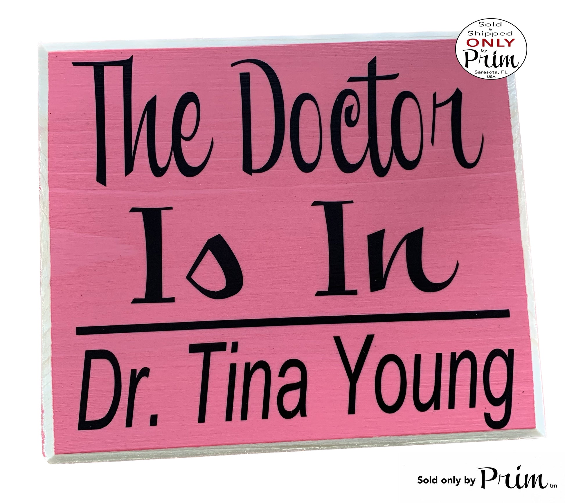 Designs by Prim 8x8 Personalized The Doctor Is In Name Custom Wood Sign | Physician Office Business Welcome Come On In Sign In Walk-Ins Open Entry Door Hanger Plaque