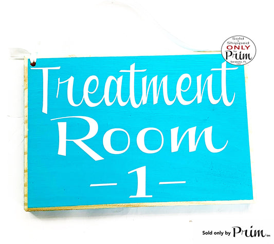 8x6 Treatment Room Door Number Custom Wood Sign | Business Medical Office Therapy Spa Service In Session Progress Health Care Hanger Plaque Designs by Prim