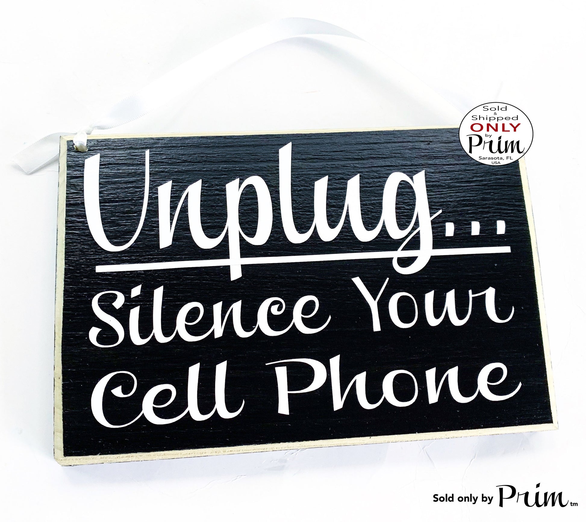 8x6 Unplug Silence Cell Phone Shhh In Session Quiet Sign Custom Wood Sign Welcome Door Office Plaque Designs by Prim