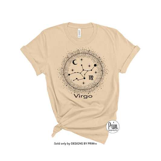 Designs by Prim Virgo Libra Constellation Zodiac Unisex Soft Unisex | Astrology Horoscope 12 Months Birthday Gift Graphic Tee